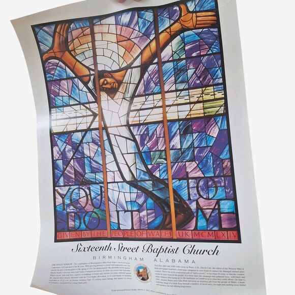 Sixteenth Street Baptist Church Stained Glass Wales Window rolled poster Alabama - Picture 2 of 7